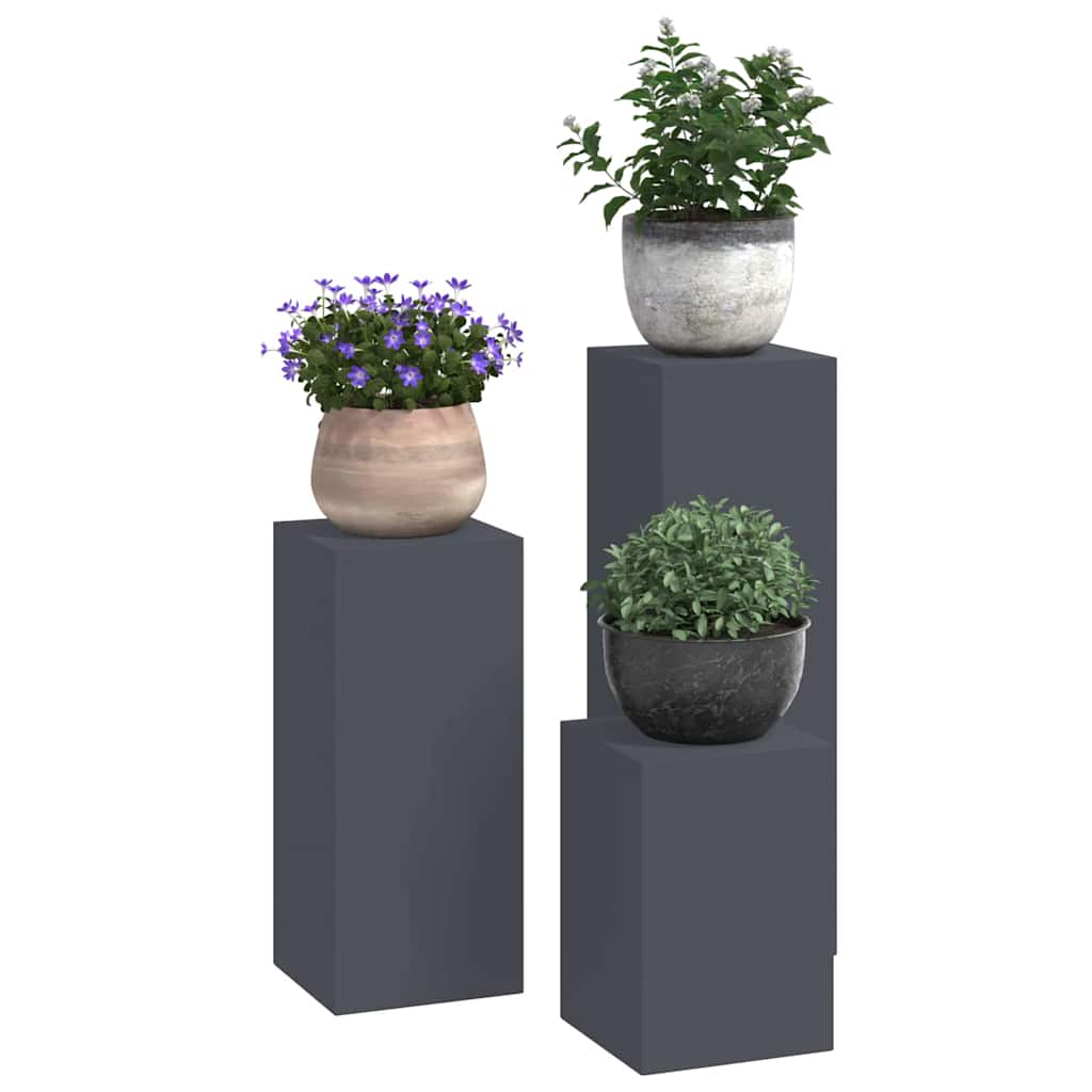 VidaXL support pour plantes 3 pcs acier anthracite