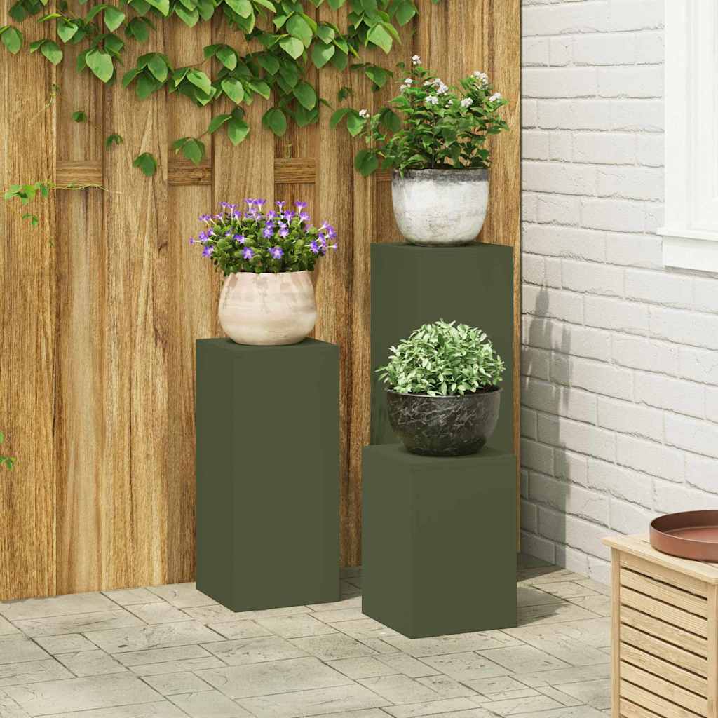 VidaXL support pour plantes 3 pcs acier vert olive