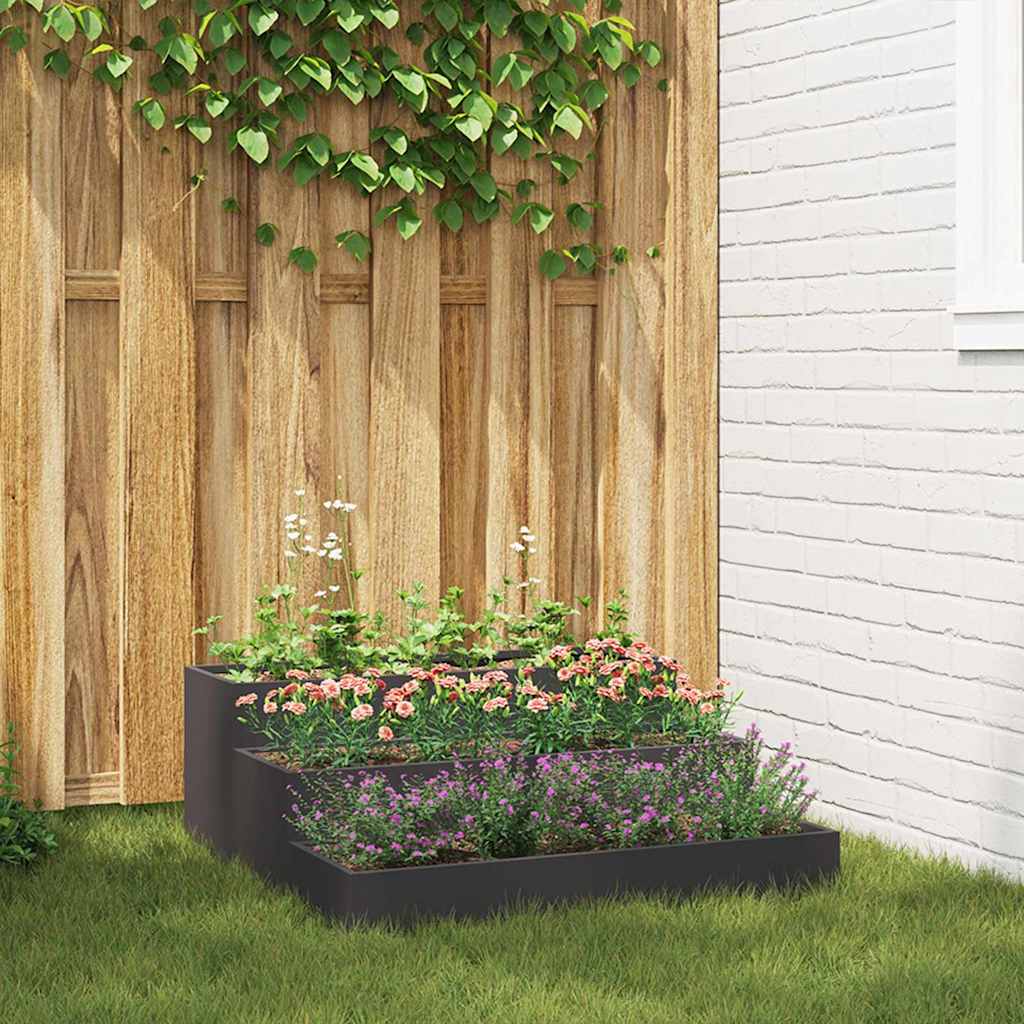 Vidaxl pot de fleur de jardin noir 90 x 90 x 35 cm acier laminé à froid