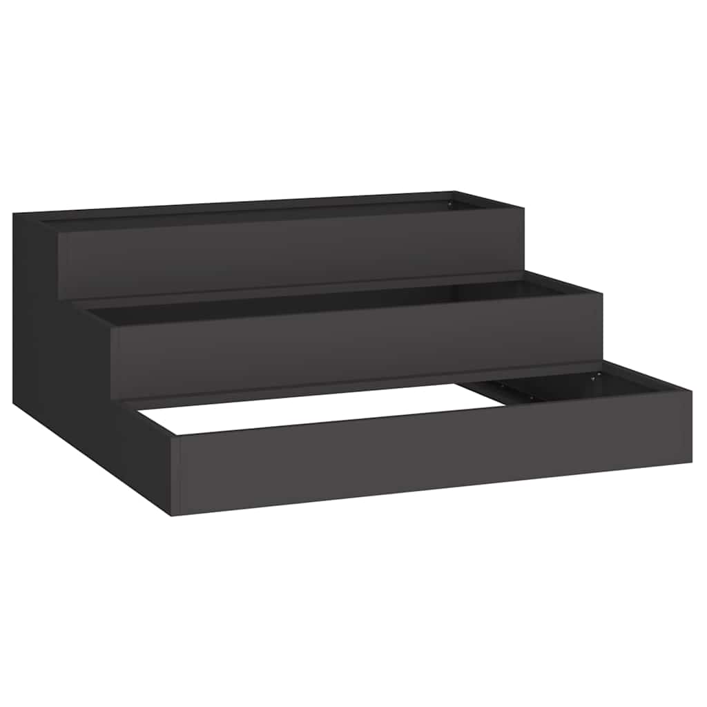 Vidaxl pot de fleur de jardin noir 90 x 90 x 35 cm acier laminé à froid