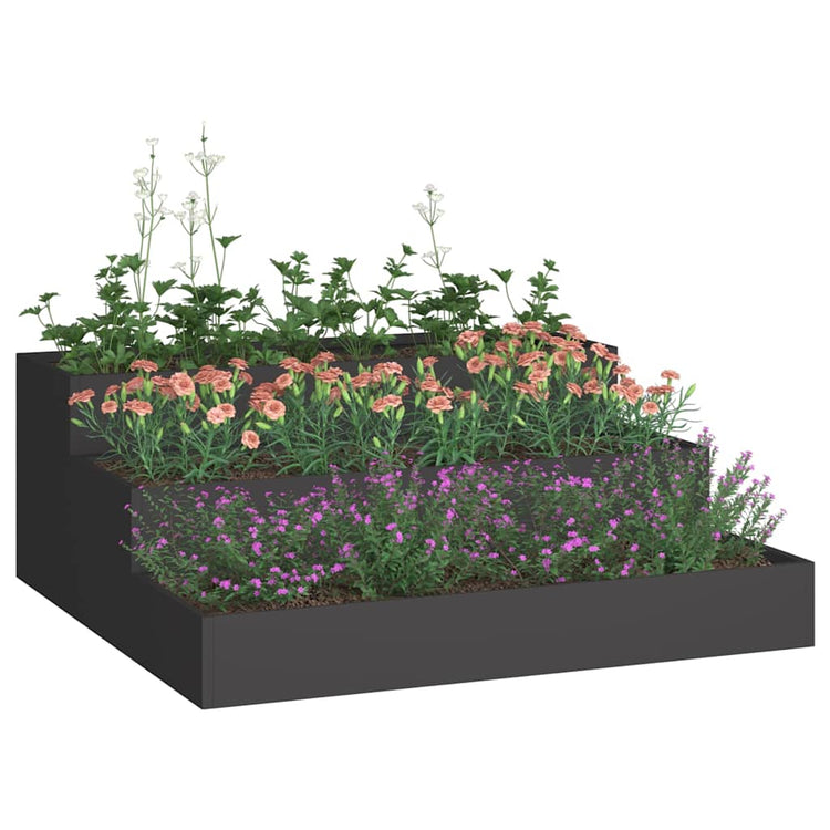 Vidaxl pot de fleur de jardin noir 90 x 90 x 35 cm acier laminé à froid