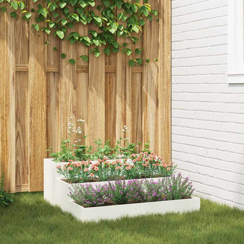 Vidaxl pot de fleur de jardin blanc 90 x 90 x 35 cm acier laminé à froid