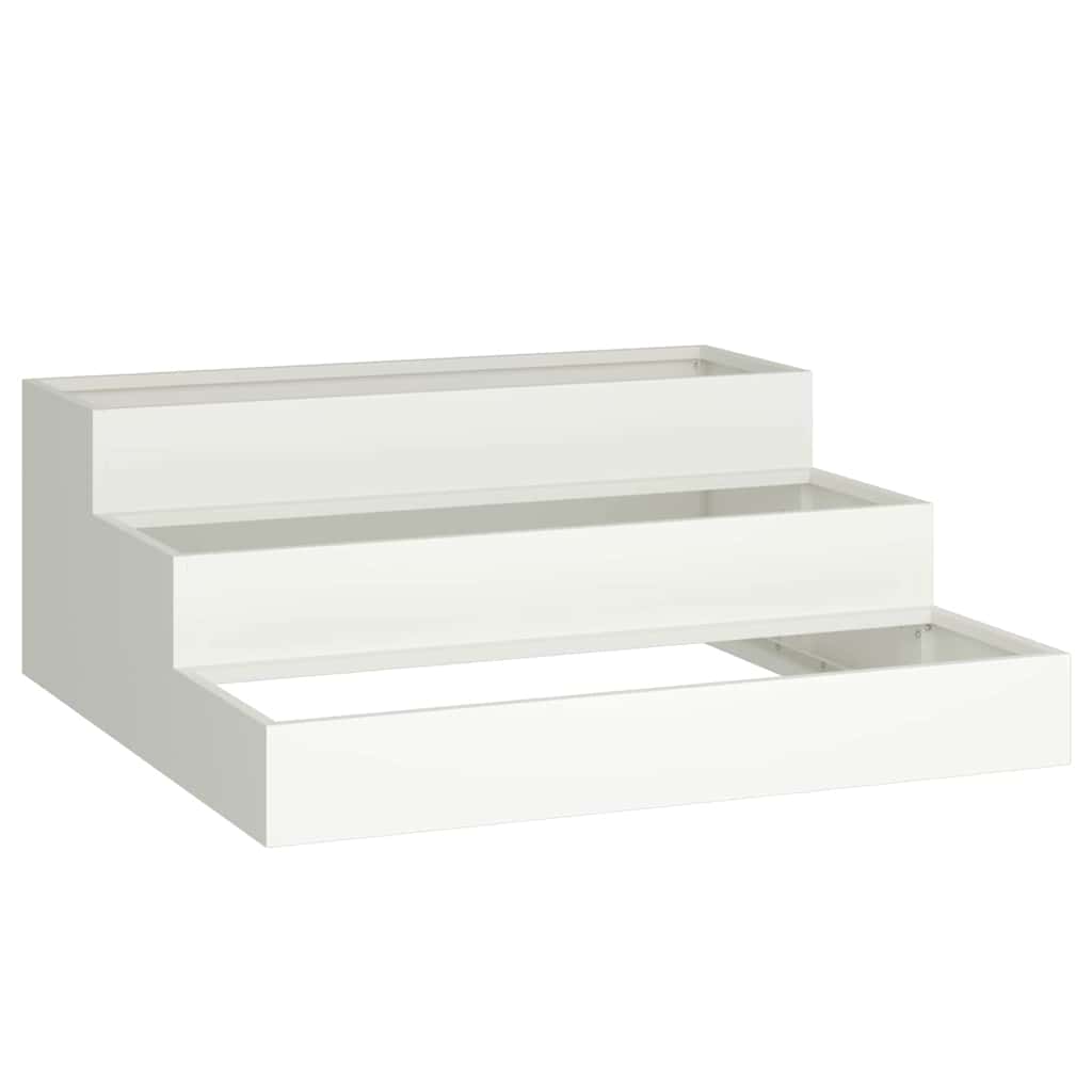Vidaxl pot de fleur de jardin blanc 90 x 90 x 35 cm acier laminé à froid