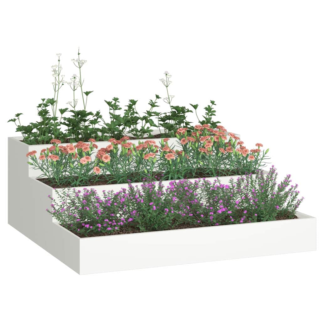 Vidaxl pot de fleur de jardin blanc 90 x 90 x 35 cm acier laminé à froid