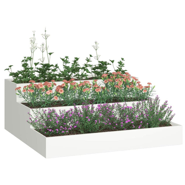 Vidaxl pot de fleur de jardin blanc 90 x 90 x 35 cm acier laminé à froid