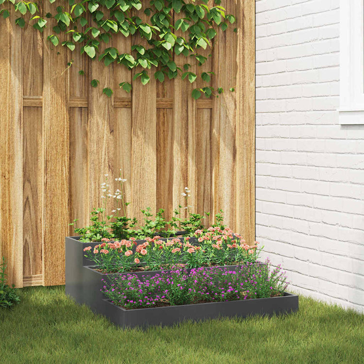 Vidaxl pot de fleur de jardin anthracite 90 x 90 x 35 cm acier laminé à froid