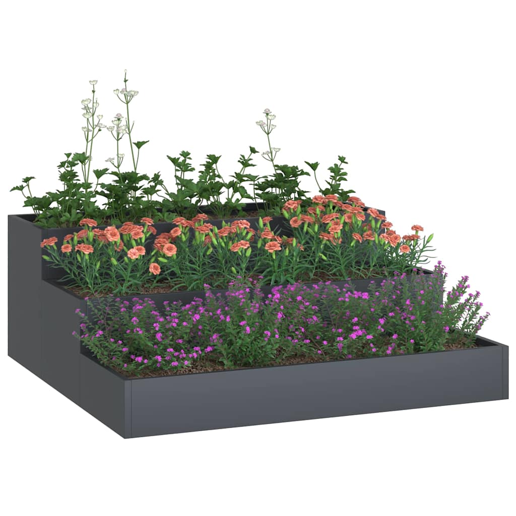 Vidaxl pot de fleur de jardin anthracite 90 x 90 x 35 cm acier laminé à froid