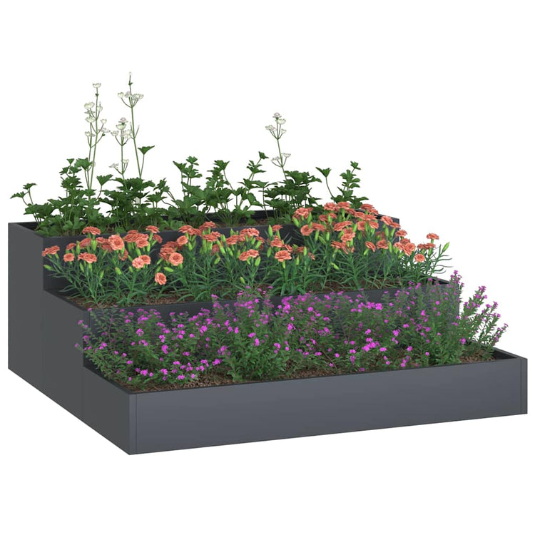 Vidaxl pot de fleur de jardin anthracite 90 x 90 x 35 cm acier laminé à froid