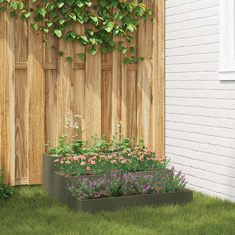 Vidaxl pot de fleur de jardin vert olive 90 x 90 x 35 cm acier laminé à froid