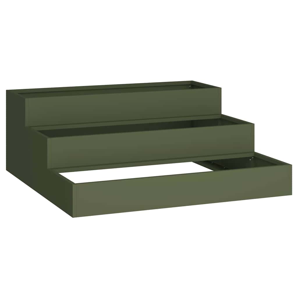 Vidaxl pot de fleur de jardin vert olive 90 x 90 x 35 cm acier laminé à froid