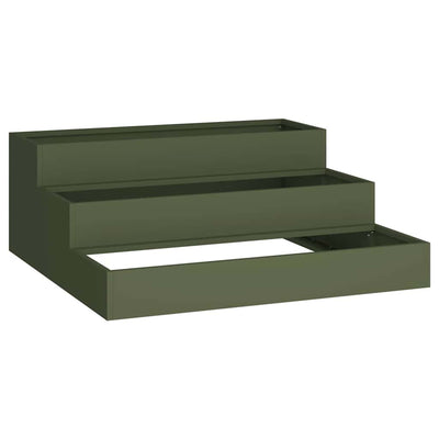 Vidaxl pot de fleur de jardin vert olive 90 x 90 x 35 cm acier laminé à froid