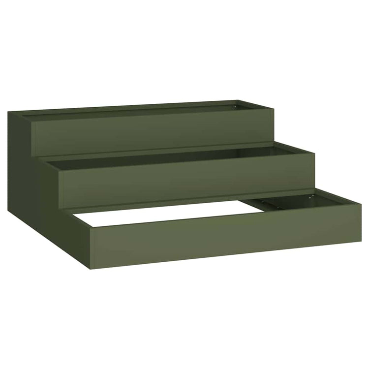 Vidaxl pot de fleur de jardin vert olive 90 x 90 x 35 cm acier laminé à froid
