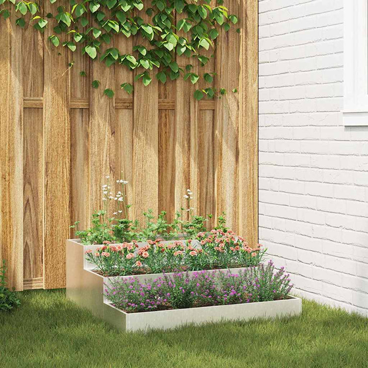 VidaXL pot de fleur de jardin argent 90 x 90 x 35 cm acier inoxydable