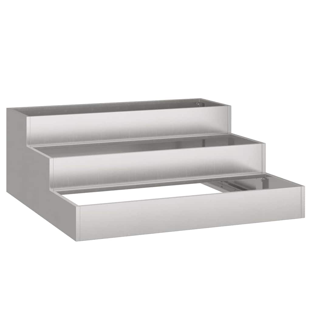 VidaXL pot de fleur de jardin argent 90 x 90 x 35 cm acier inoxydable