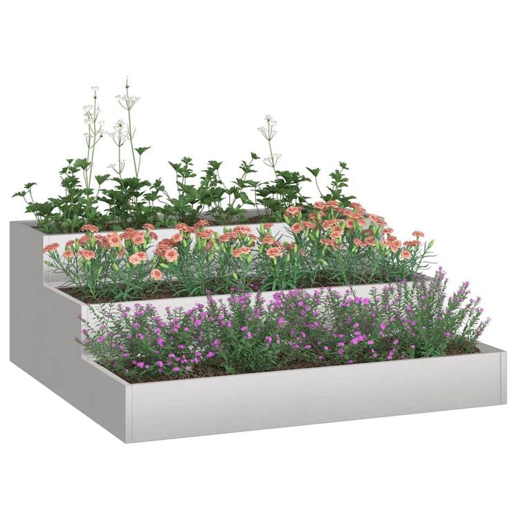 VidaXL pot de fleur de jardin argent 90 x 90 x 35 cm acier inoxydable