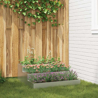 Vidaxl pot de fleur de jardin argent 90 x 90 x 35 cm acier galvanisé