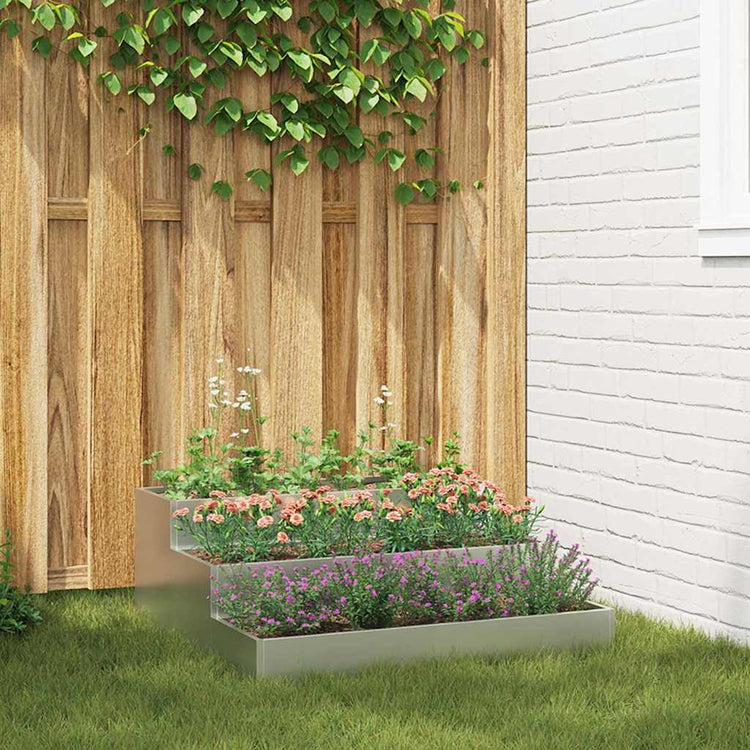 Vidaxl pot de fleur de jardin argent 90 x 90 x 35 cm acier galvanisé