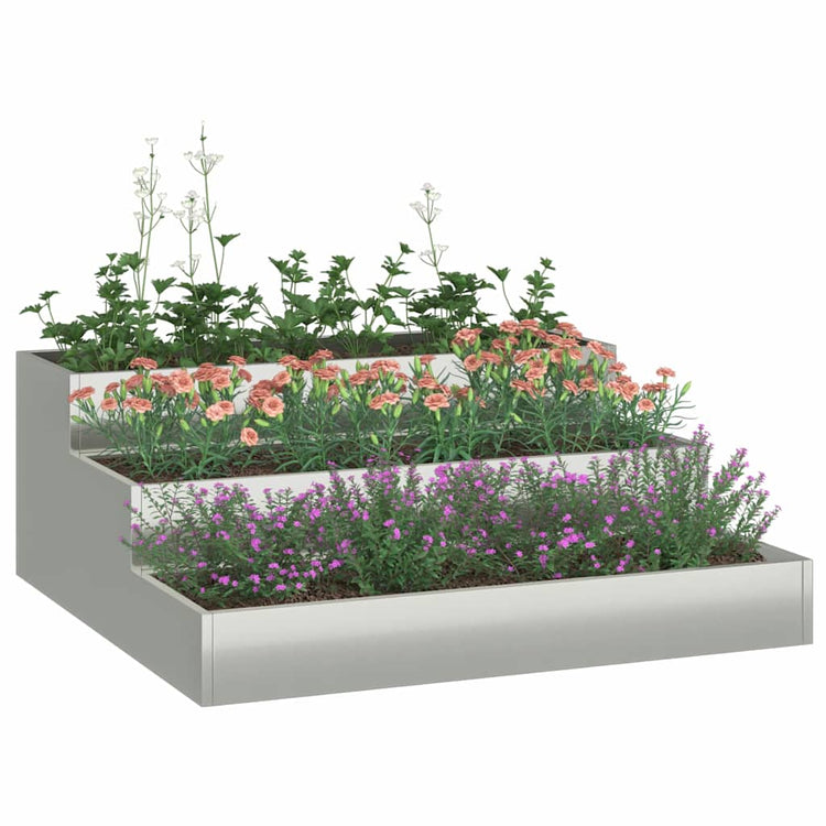 Vidaxl pot de fleur de jardin argent 90 x 90 x 35 cm acier galvanisé