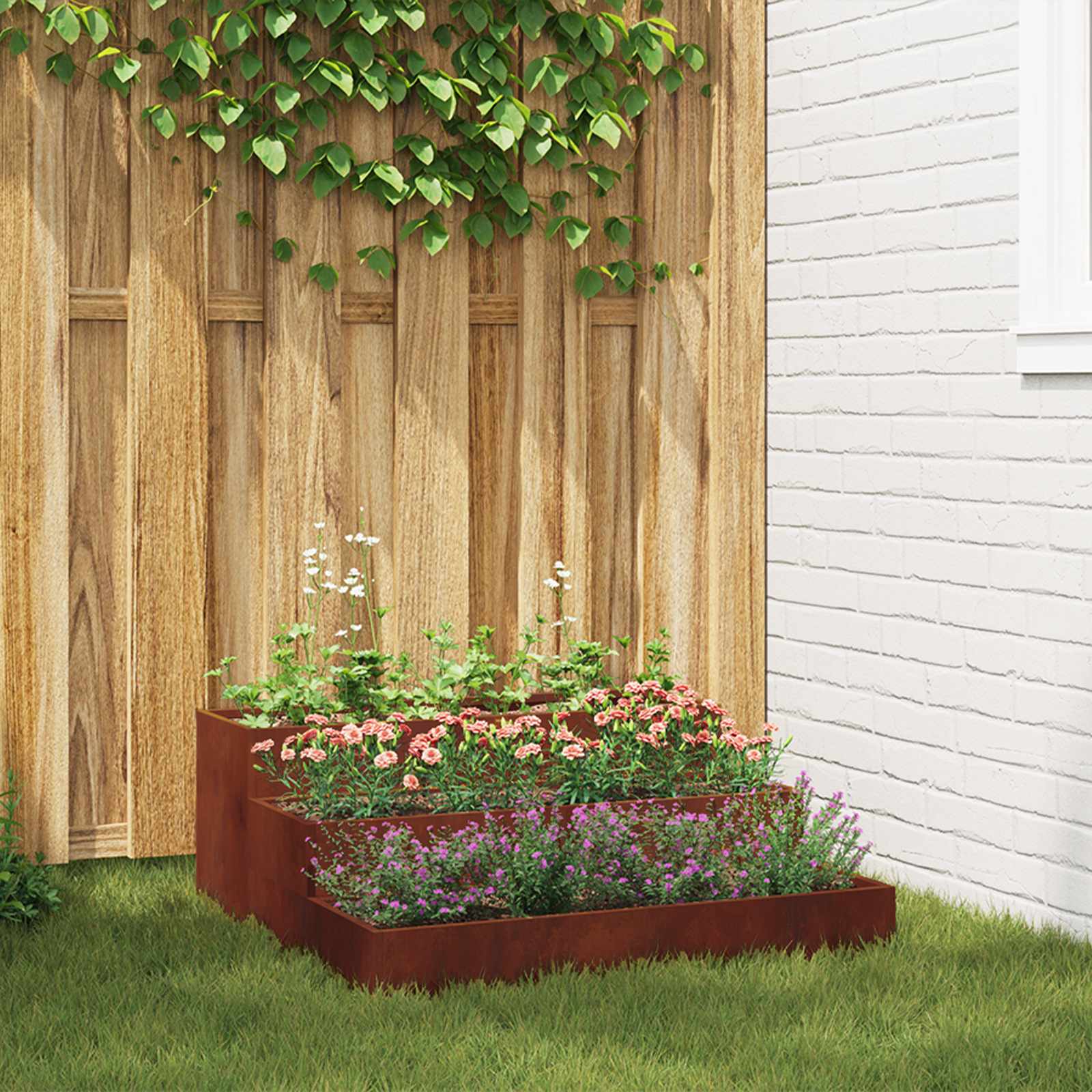 Vidaxl pot de fleur de jardin rouillé 90 x 90 x 35 cm acier corten