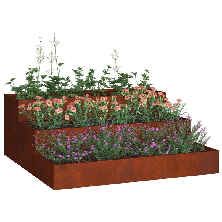 Vidaxl pot de fleur de jardin rouillé 90 x 90 x 35 cm acier corten