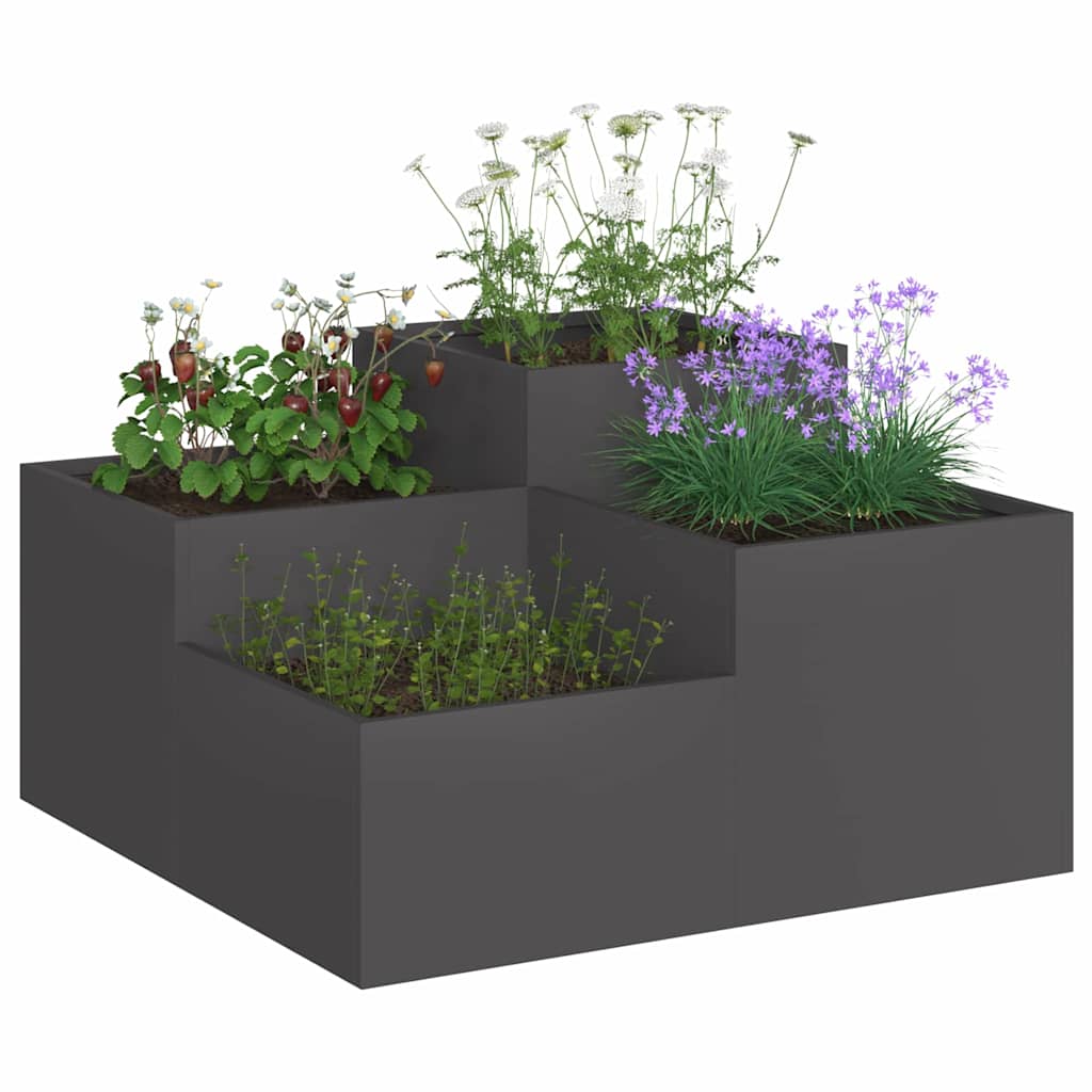 VidaXL pot de fleur de jardin noir 80 x 80 x 48 cm acier