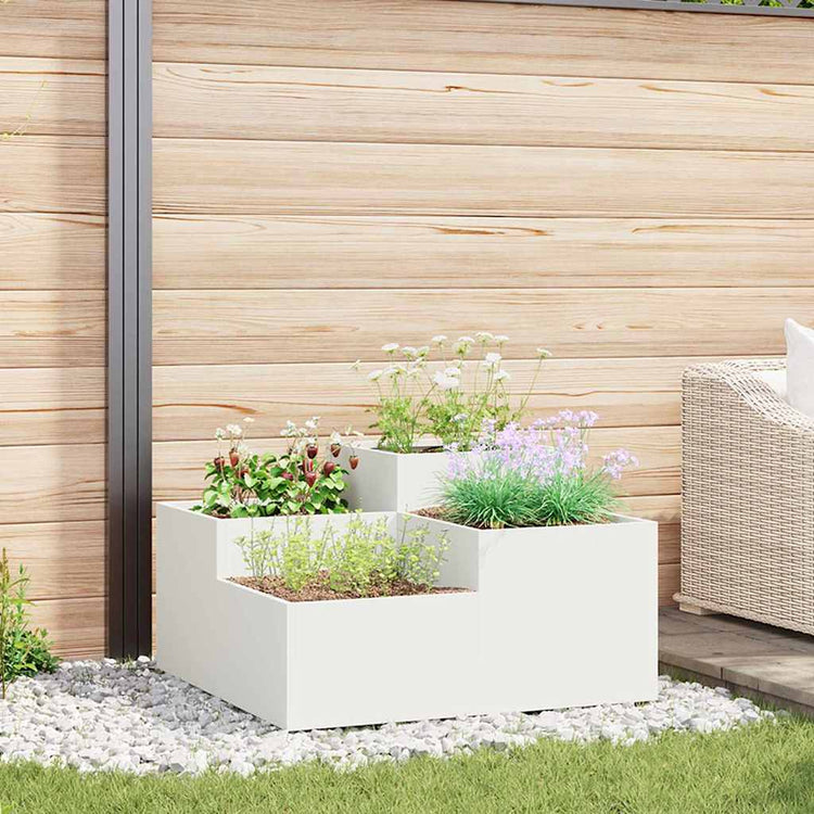 Vidaxx pot de fleur de jardin blanc 80 x 80 x 48 cm acier