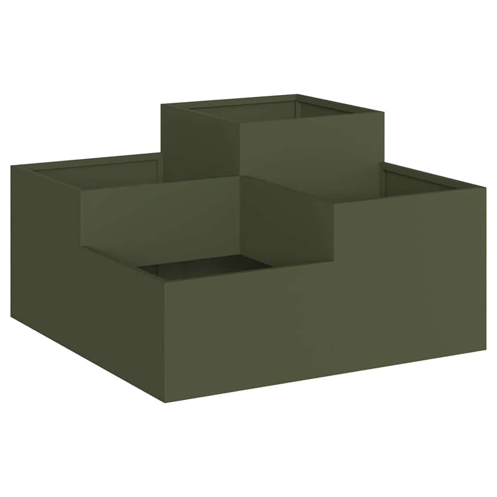 Vidaxxl pot de fleur de jardin vert olive 80 x 80 x 48 cm acier