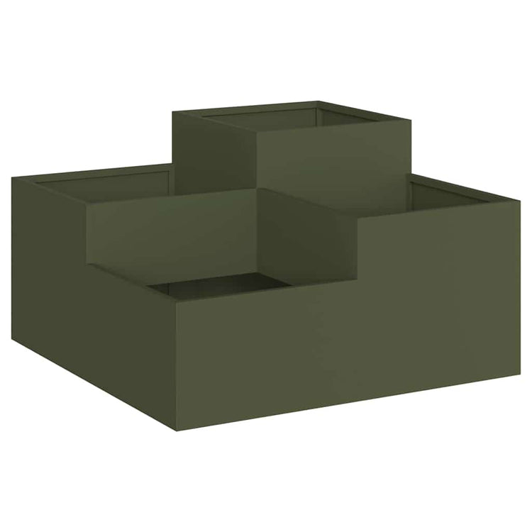 Vidaxxl pot de fleur de jardin vert olive 80 x 80 x 48 cm acier