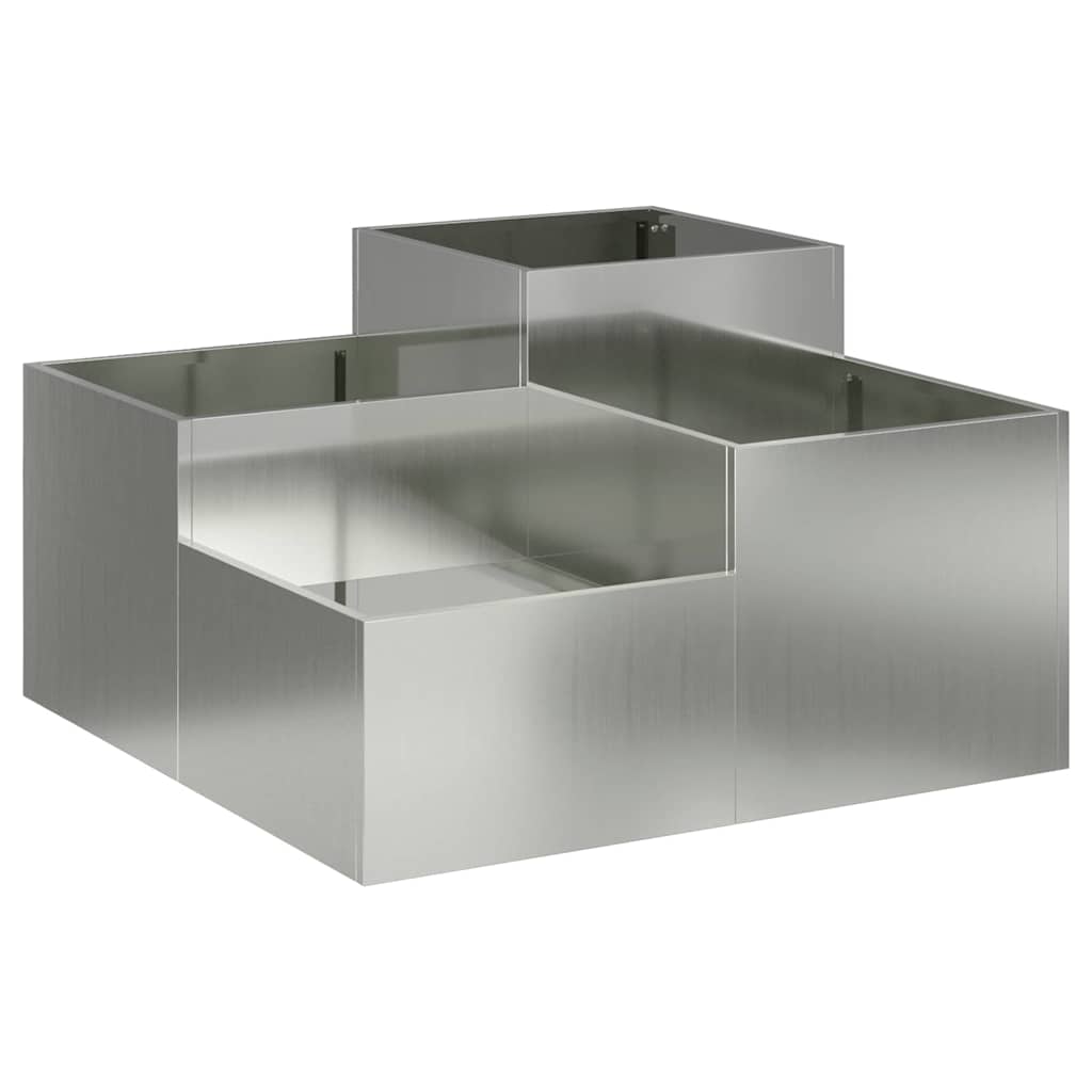 Vidaxl pot de fleur de jardin argent 80 x 80 x 48 cm acier galvanisé