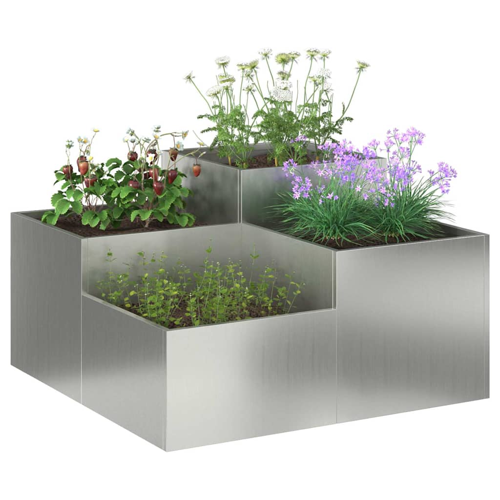 Vidaxl pot de fleur de jardin argent 80 x 80 x 48 cm acier galvanisé