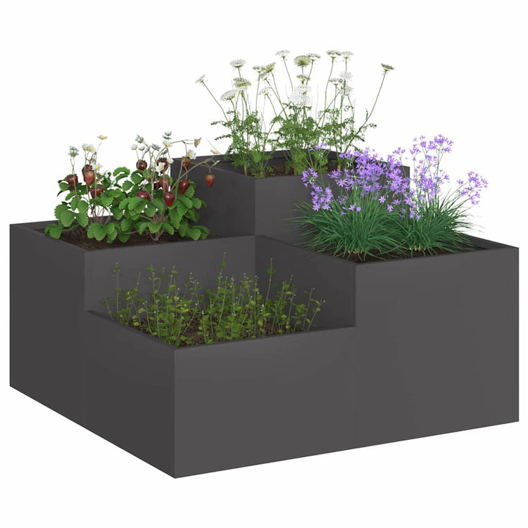 VidaXL pot de fleur de jardin noir 100 x 100 x 48 cm acier