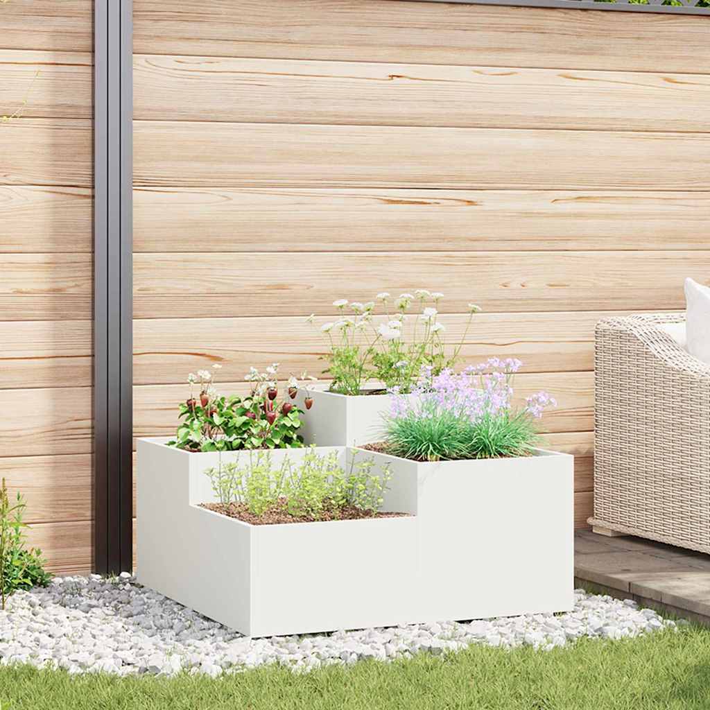 VidaXL pot de fleur de jardin blanc 100 x 100 x 48 cm acier
