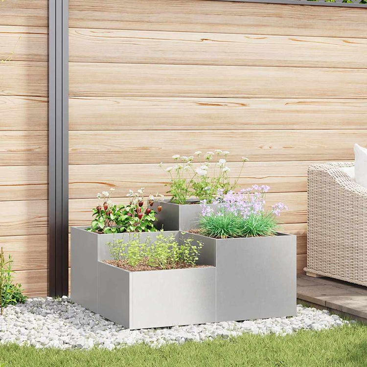 Vidaxx pot de fleur de jardin argent 100 x 100 x 48 cm acier inoxydable