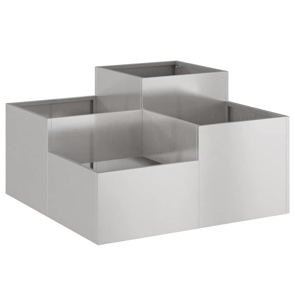 Vidaxx pot de fleur de jardin argent 100 x 100 x 48 cm acier inoxydable