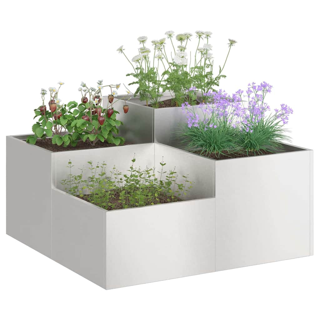 Vidaxx pot de fleur de jardin argent 100 x 100 x 48 cm acier inoxydable