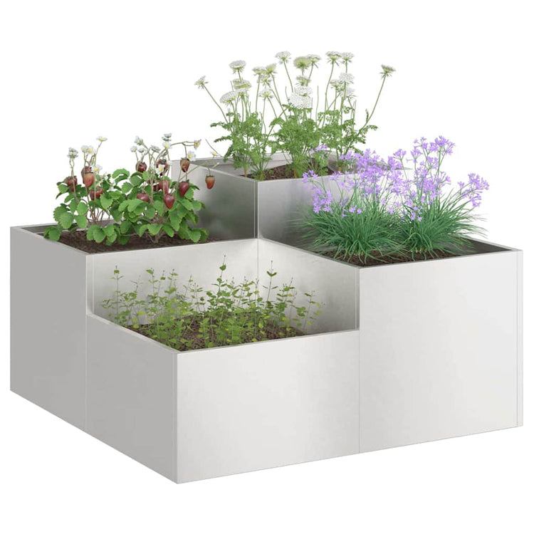 Vidaxx pot de fleur de jardin argent 100 x 100 x 48 cm acier inoxydable