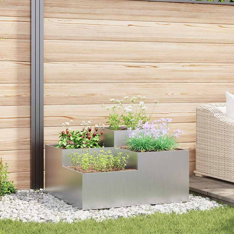 Vidaxl pot de fleur de jardin argent 100 x 100 x 48 cm acier galvanisé
