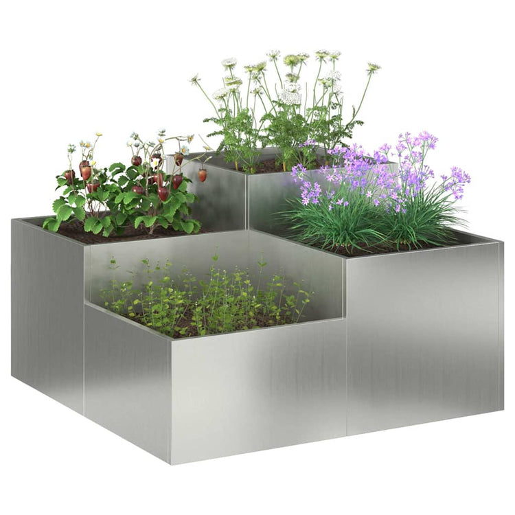 Vidaxl pot de fleur de jardin argent 100 x 100 x 48 cm acier galvanisé