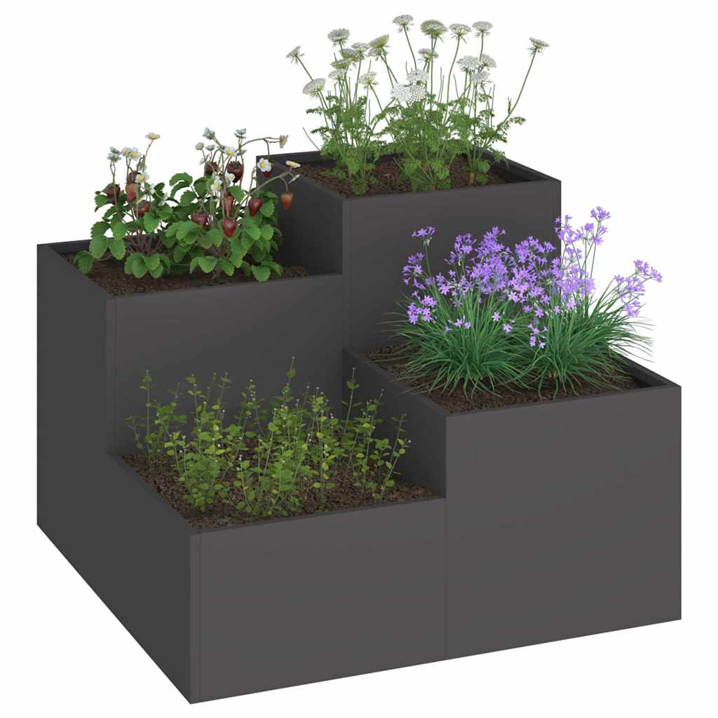VidaXL pot de fleur de jardin noir 80 x 80 x 60 cm acier