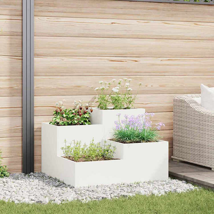 Vidaxl pot de fleur de jardin blanc 80 x 80 x 60 cm acier