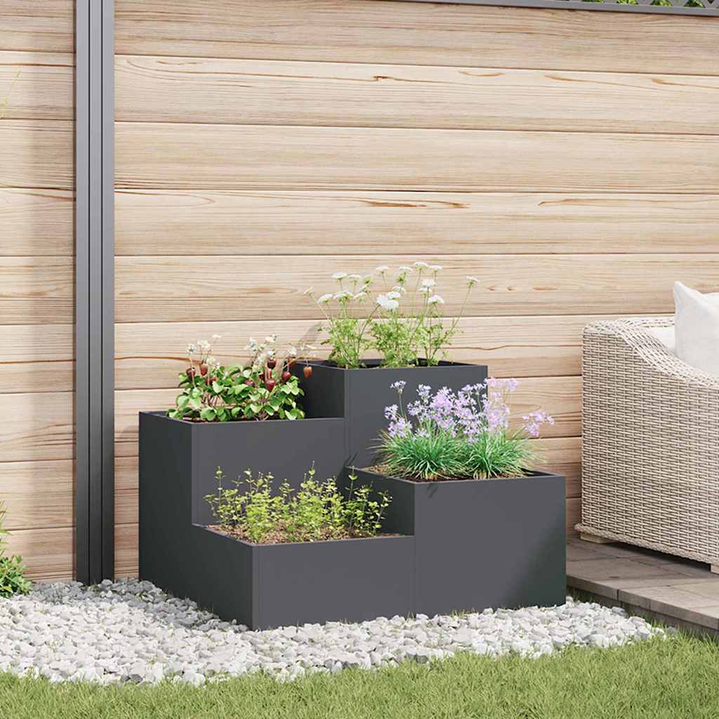 Vidaxl pot de fleur de jardin anthracite 80 x 80 x 60 cm acier