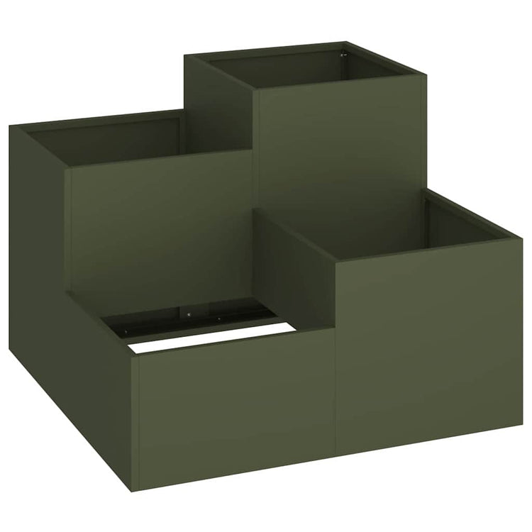 Vidaxxl pot de fleur de jardin vert olive 80 x 80 x 60 cm acier