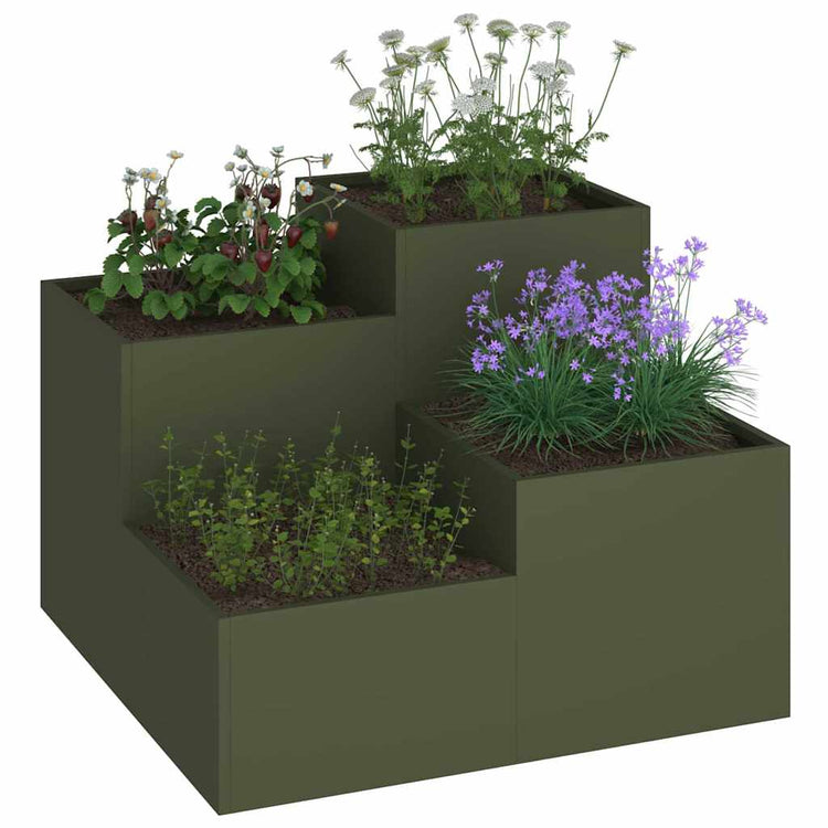 Vidaxxl pot de fleur de jardin vert olive 80 x 80 x 60 cm acier