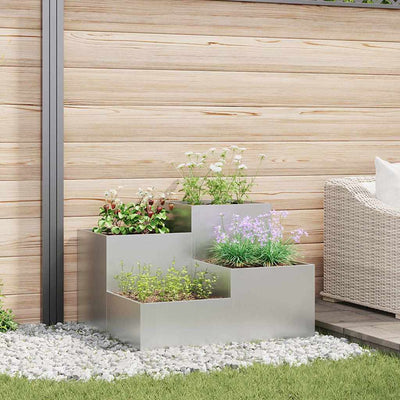 Vidaxl pot de fleur de jardin argent 80 x 80 x 60 cm acier galvanisé