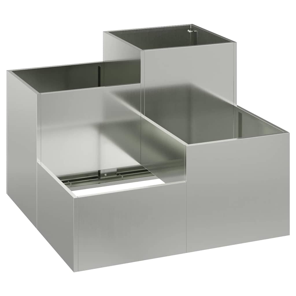 Vidaxl pot de fleur de jardin argent 80 x 80 x 60 cm acier galvanisé