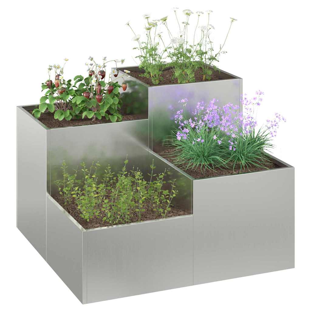 Vidaxl pot de fleur de jardin argent 80 x 80 x 60 cm acier galvanisé