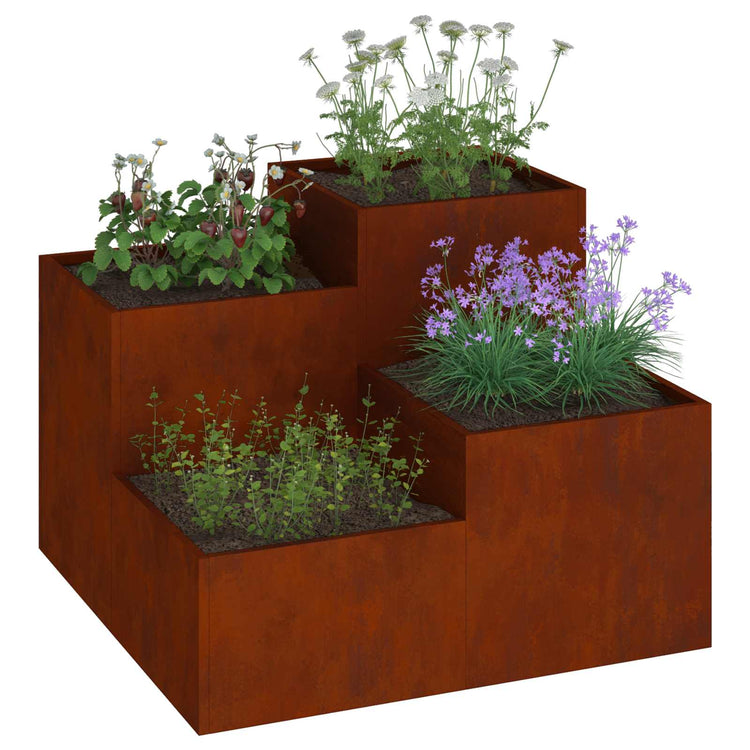 Vidaxl pot de fleur de jardin rouillé 80 x 80 x 60 cm acier corten