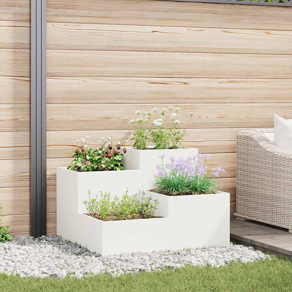VidaXL pot de fleur de jardin blanc 100 x 100 x 60 cm acier