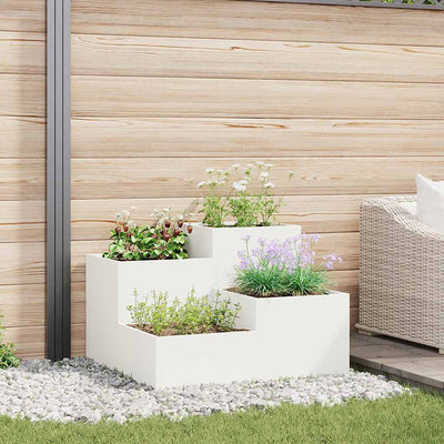 VidaXL pot de fleur de jardin blanc 100 x 100 x 60 cm acier