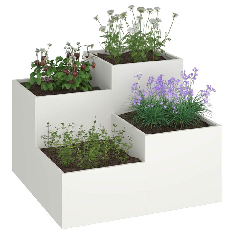 VidaXL pot de fleur de jardin blanc 100 x 100 x 60 cm acier